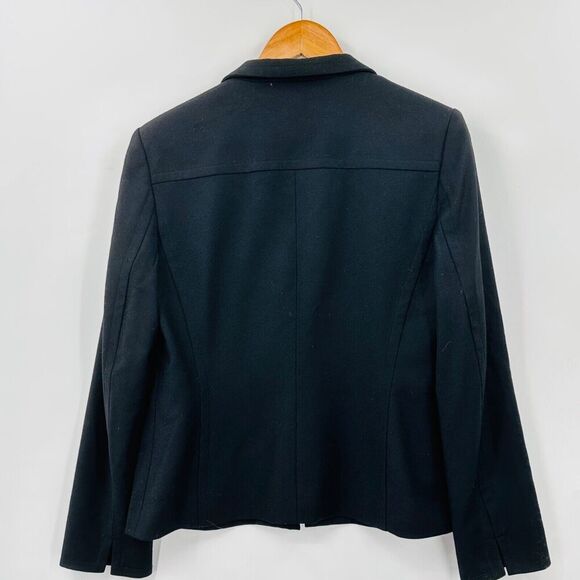 Talbots Womens Blazer Jacket Stretch Italian Wool Blend Black Size 6 Full Zip - Picture 2 of 9